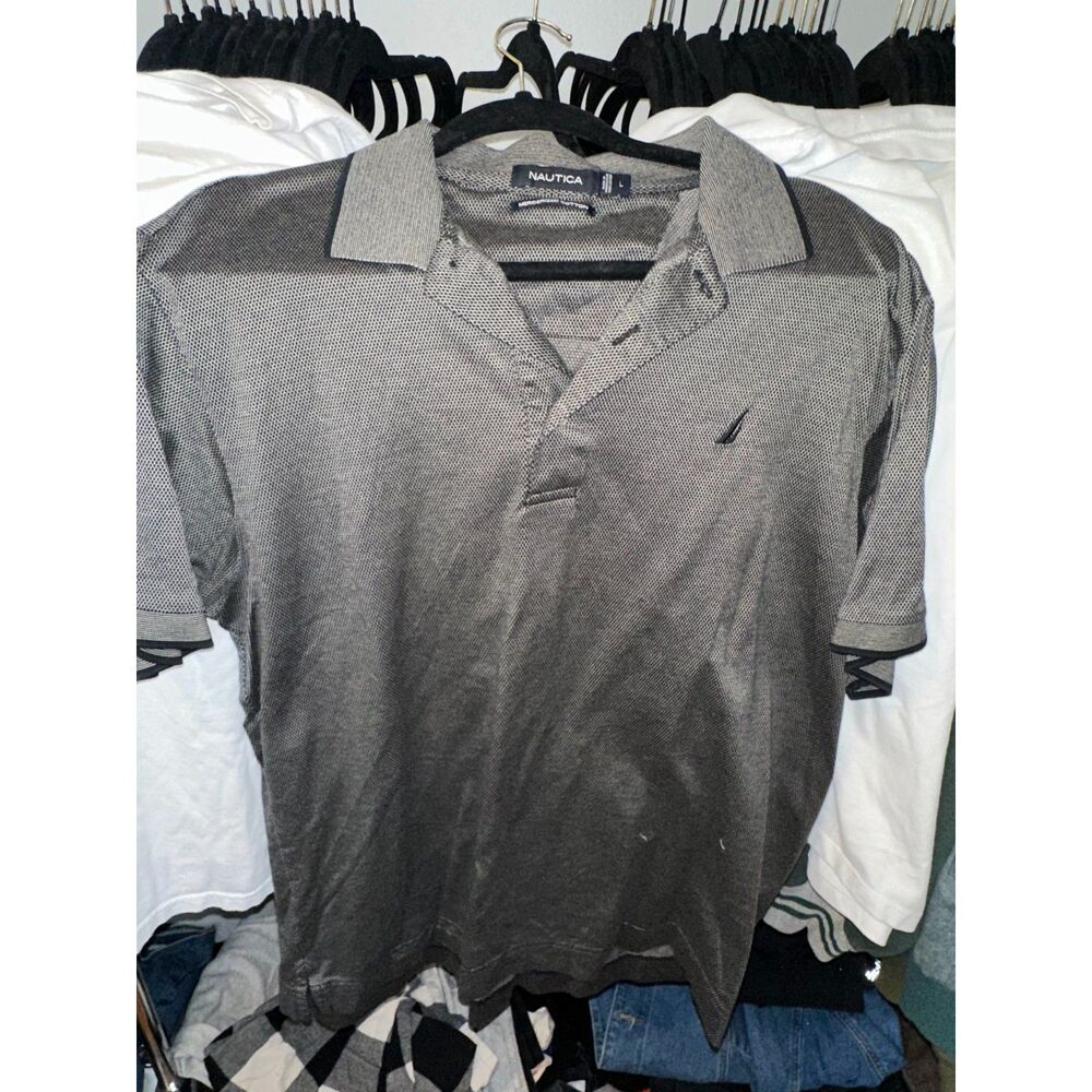 Men's Polo Black Nautica L Tee Shirt Large Men T-Shirt